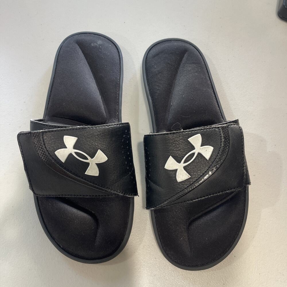 Under Armour Slides Sandals Men's Size 11 Foam Comfort Adjustable Strap Black